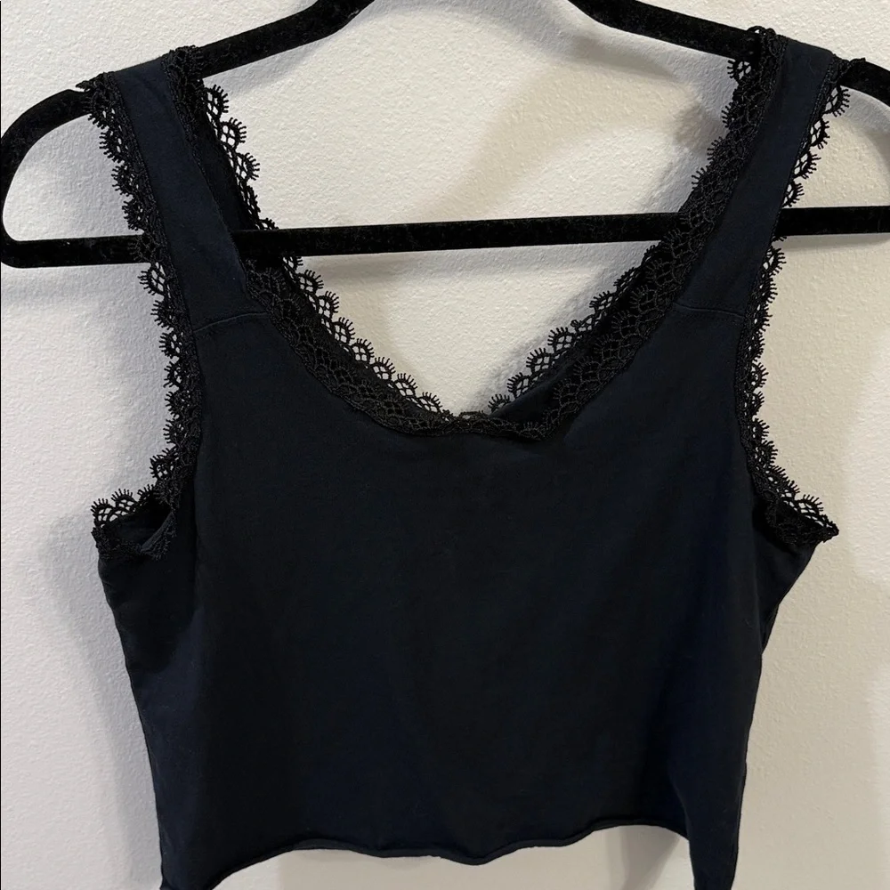AC/DC Black Lace-Trim Logo Crop Top - Picture 5 of 5